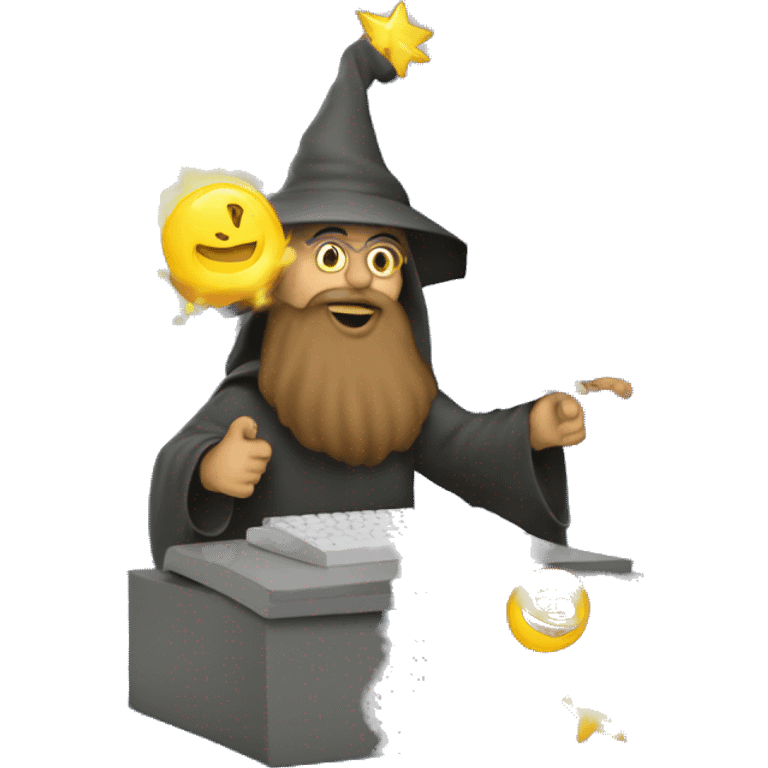 wizard coding computer with magic emoji