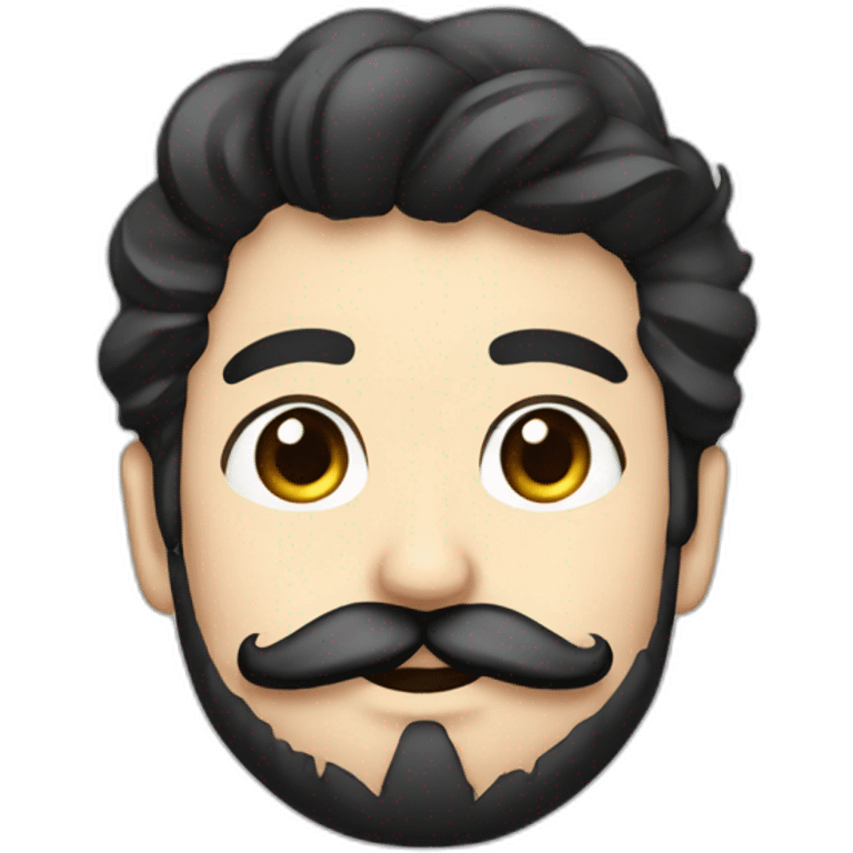 Joven japones con barba de candado y bigote negro emoji