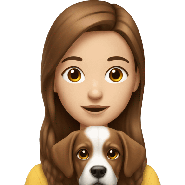 brown-haired girl with dog realistic emoji