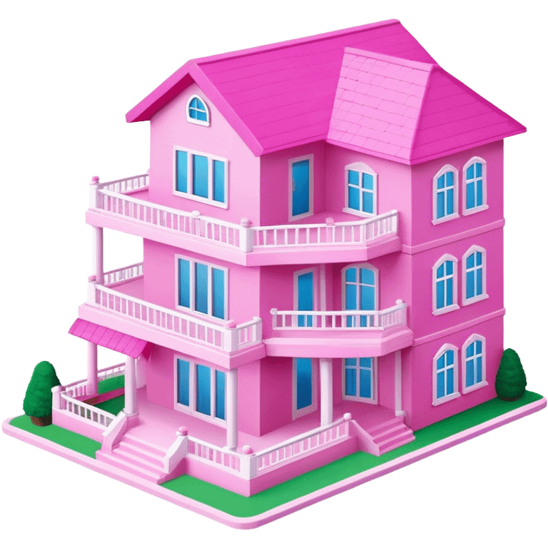 Pink Barbie dream house, isometric exterior view emoji