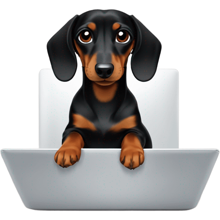 black tan dachshund with laptop emoji