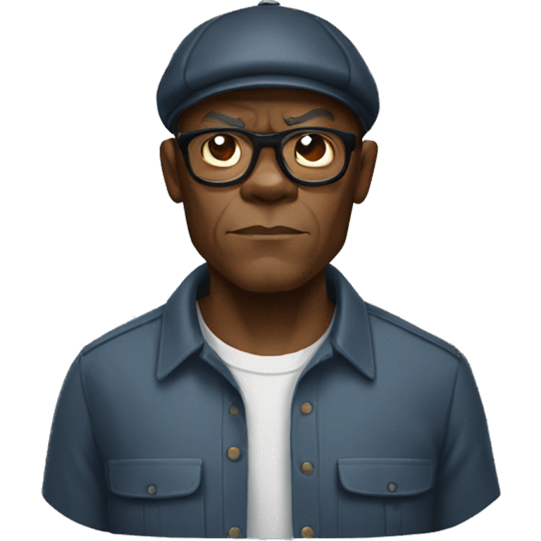 bald samuel l jackson serious wearing shirt emoji