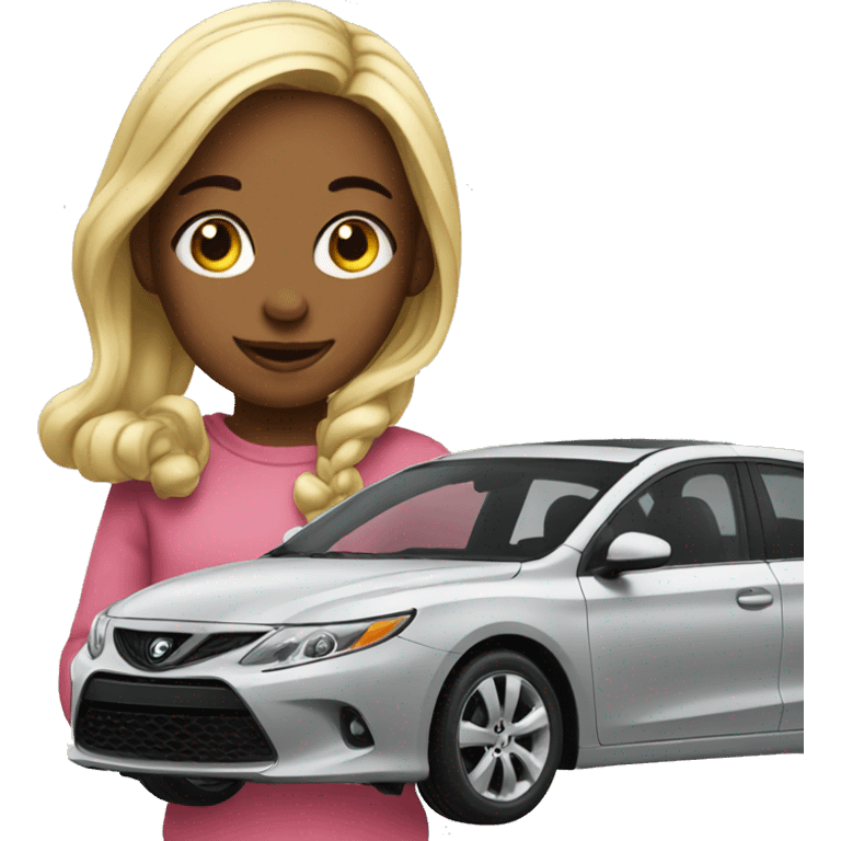 Girl with new car emoji