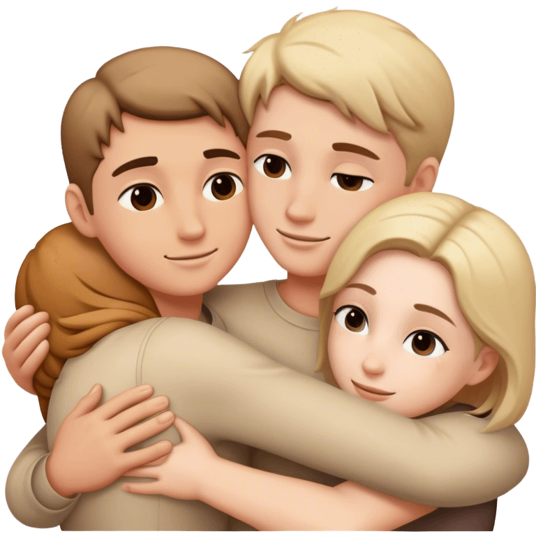 Hugs between 3-4 white people  emoji