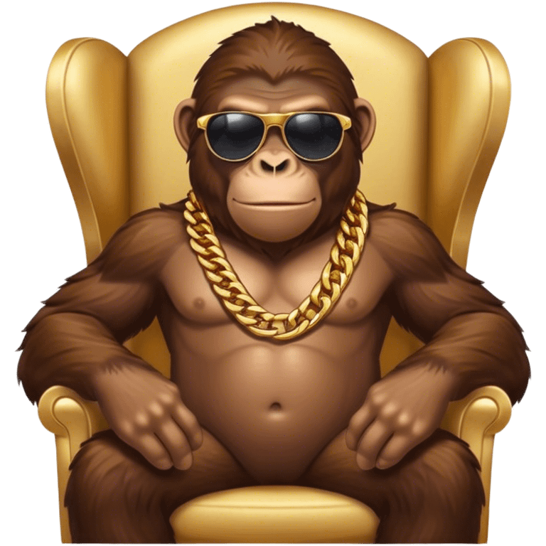 ape with big golden chain on the neck wearing sunglasses sitting in the armchair emoji