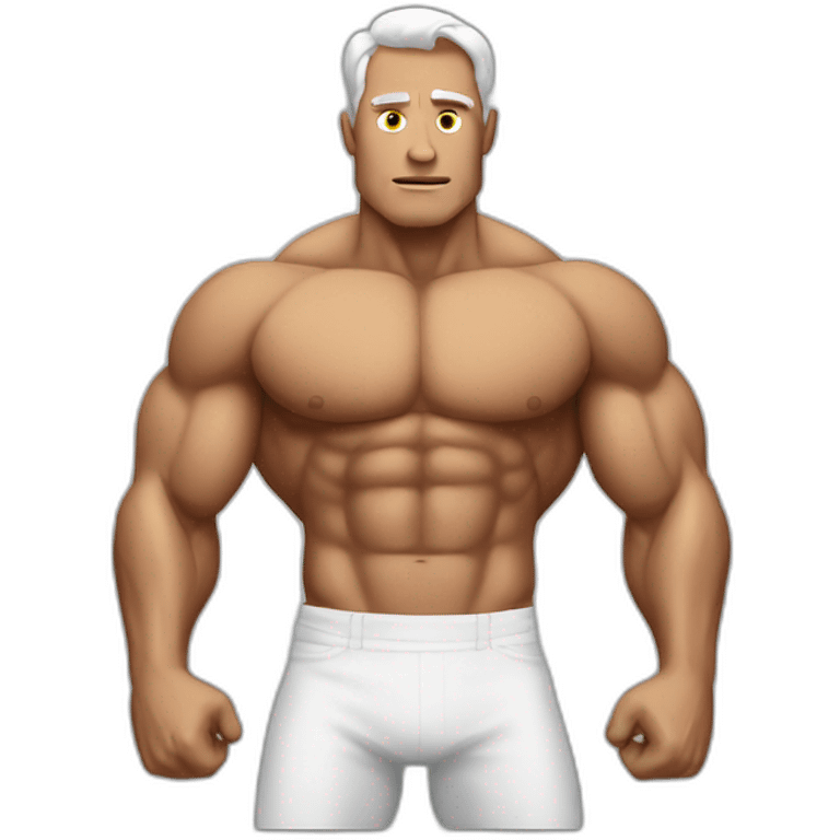 white bold full frontal man body building muscles emoji