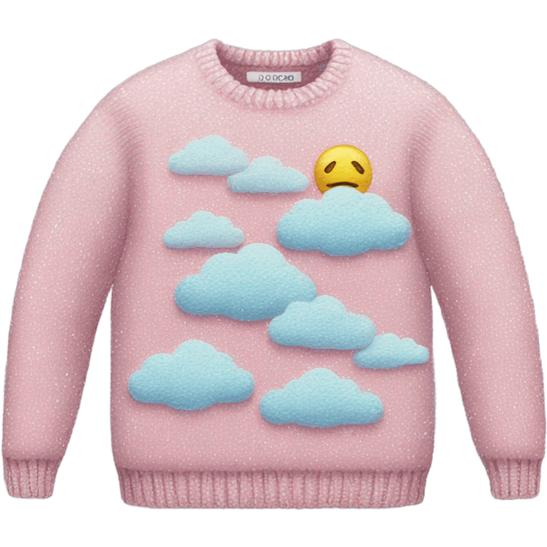 Knit sweater with clouds glitter design emoji