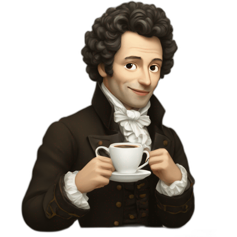 pushkin with a cup of coffee emoji