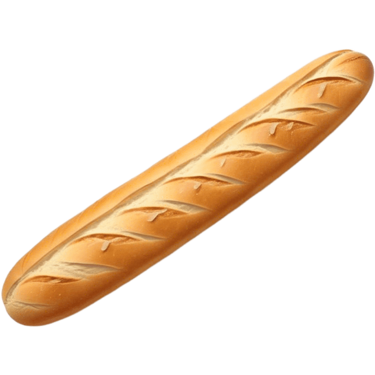 Cinematic Realistic Baguette Bread Emoji, showcasing a long, crusty baguette with a crisp exterior and soft interior rendered with lifelike textures and warm, rustic lighting. emoji