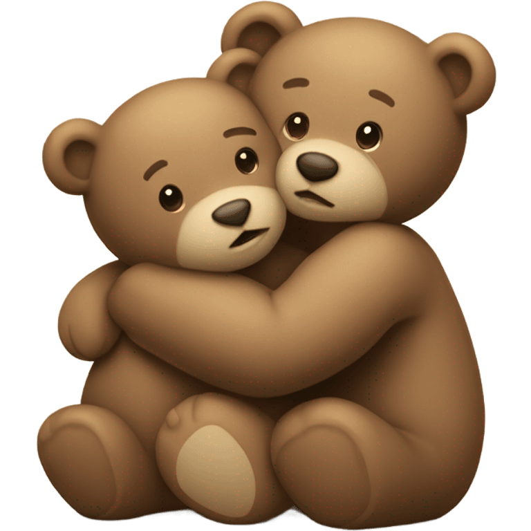 a light teddy bear hugging a darles teddy bear with a beige heart on their side emoji