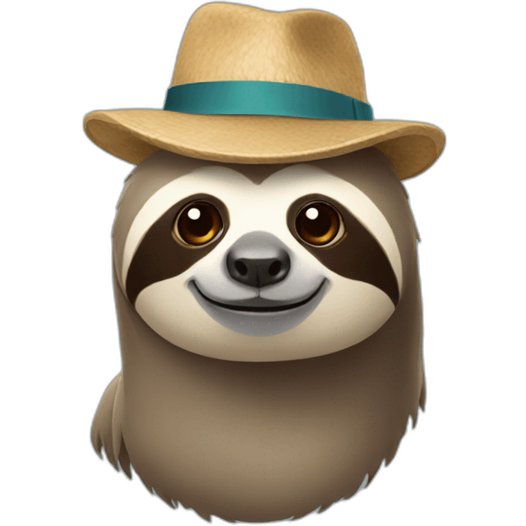 Sloth with a hat emoji