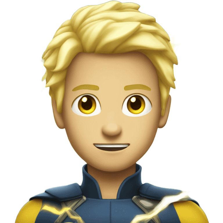 Blond hair yellow eyes boy with lightning superpowers emoji