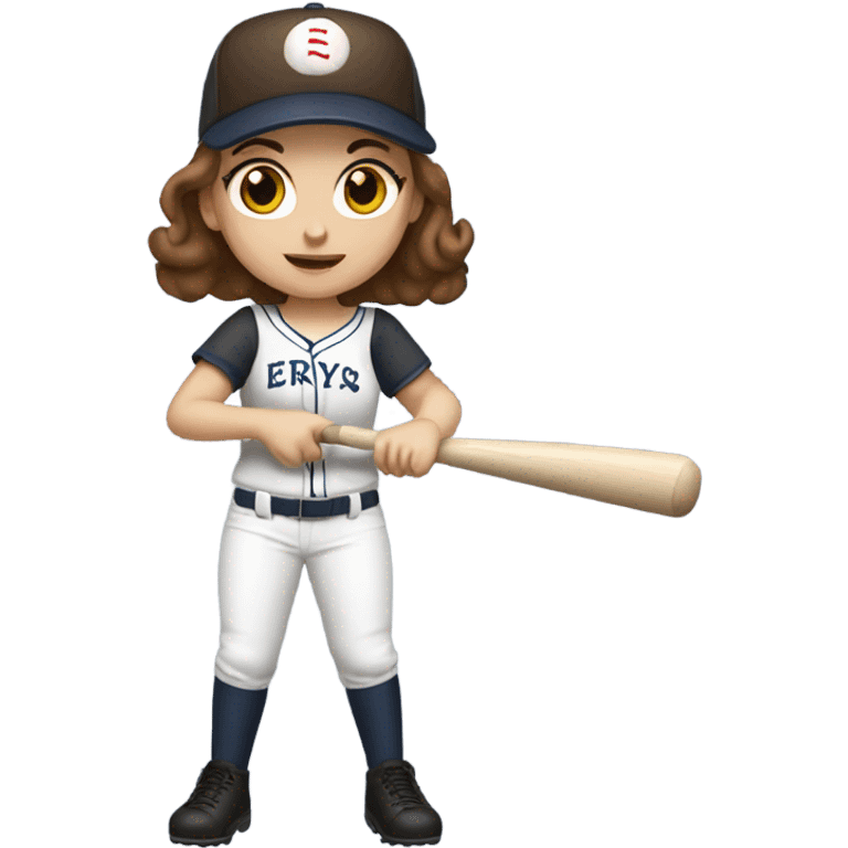 White brunette girl playing baseball emoji