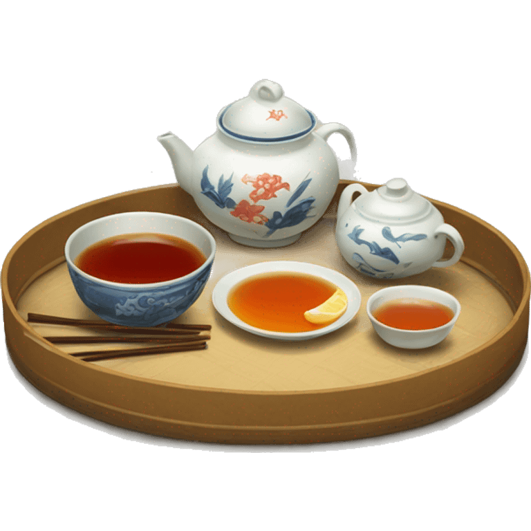 chinese tray with tea emoji