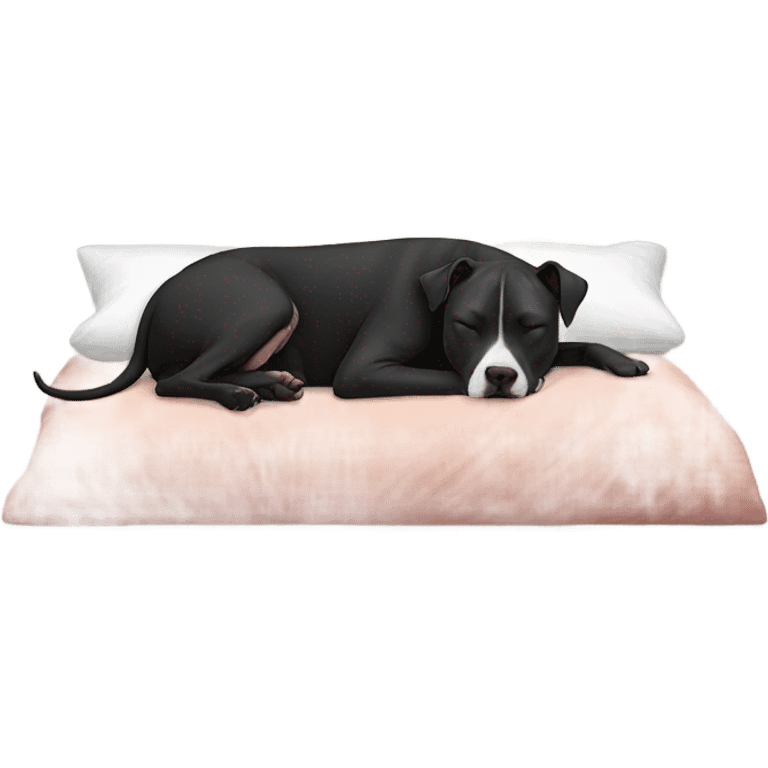 sleeping black pitbull with brunette girl emoji