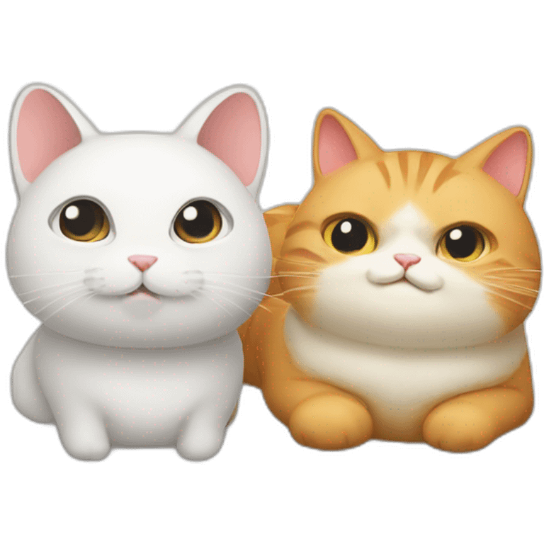 chubby cat and white rabbit emoji