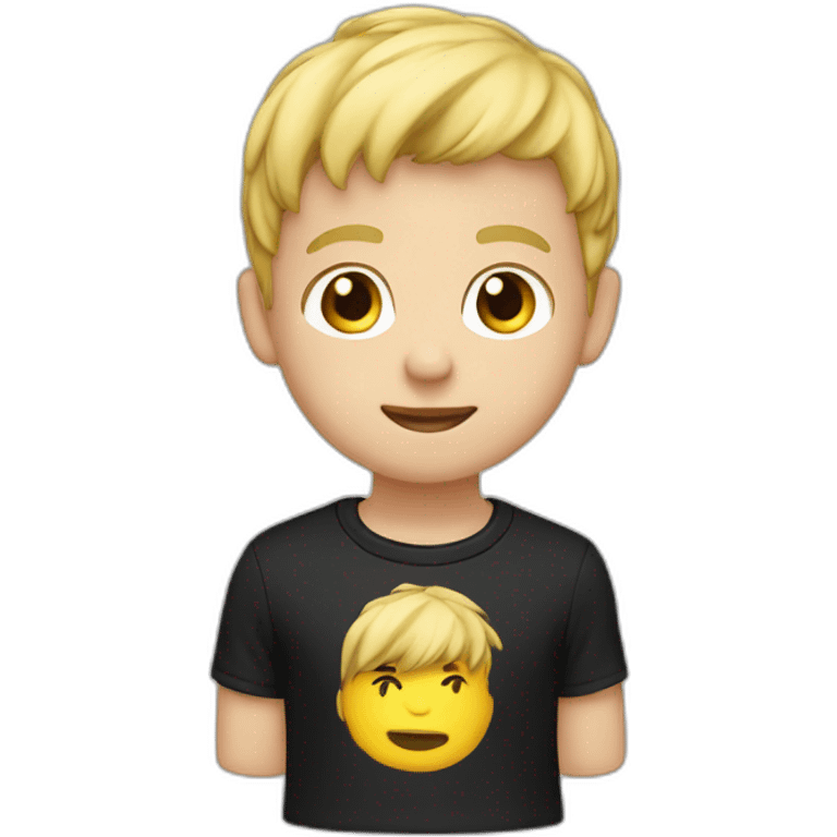 blond boy - cap  - hair short - shirt black emoji