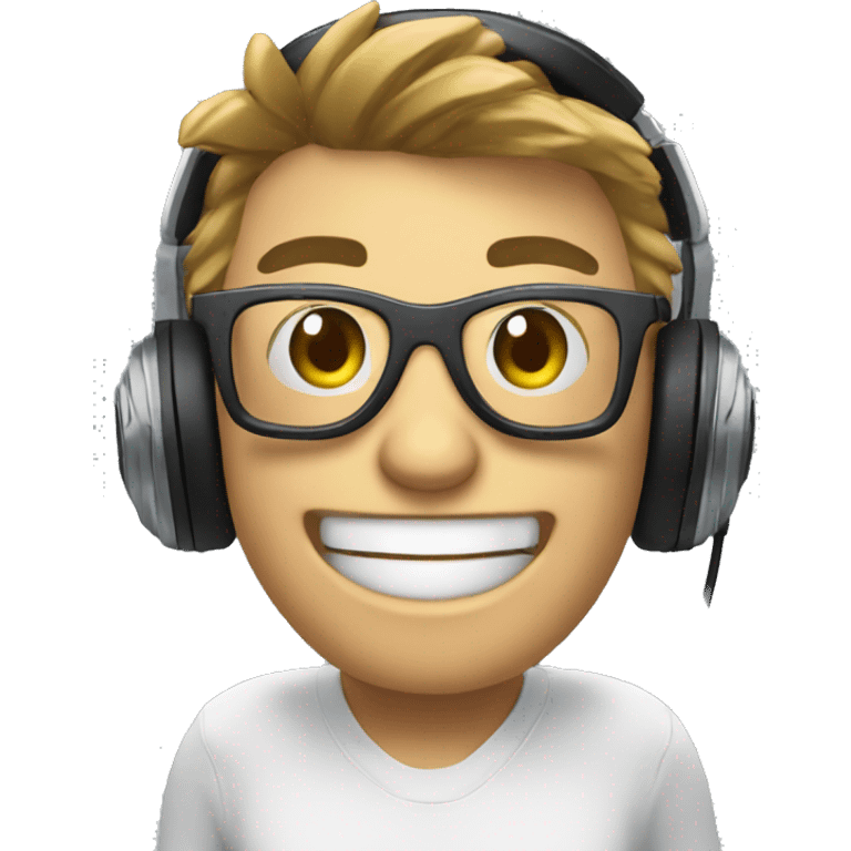 gamer with headset and mic with glasses and smile with thumbs up emoji