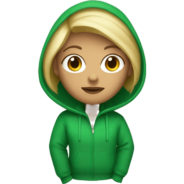 Blonde Woman in big green hoodie emoji