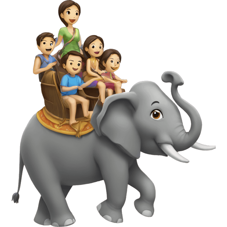 family riding elephant emoji