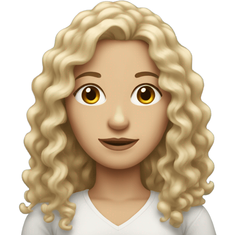 white woman with long curly hair emoji