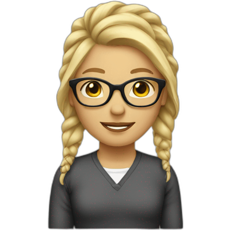 blond Hair tied back with glasses emoji