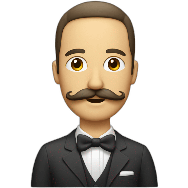 Homme avec coupe sur le coté et moustache en carrée emoji