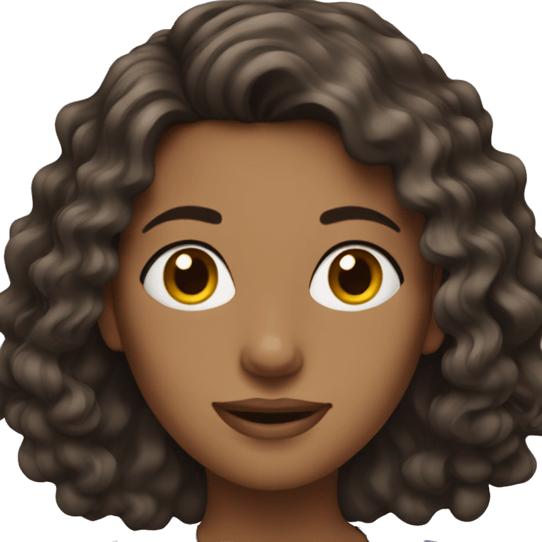 Brunette woman wavy hair emoji