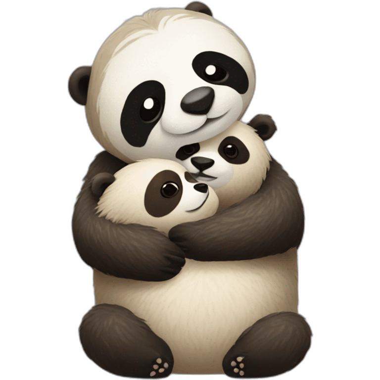 a sloth hugging a panda emoji