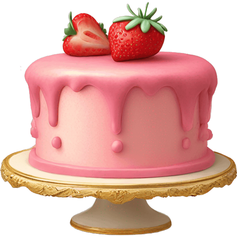 Vintage pink rococo single layer cake with single strawberry on the top emoji