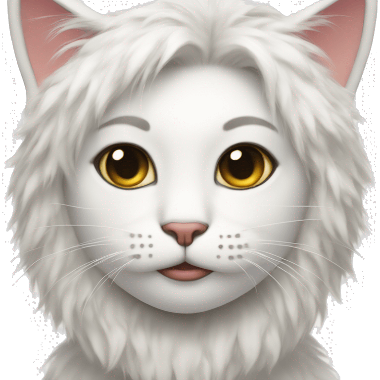 The cat make-up is fluffy white emoji