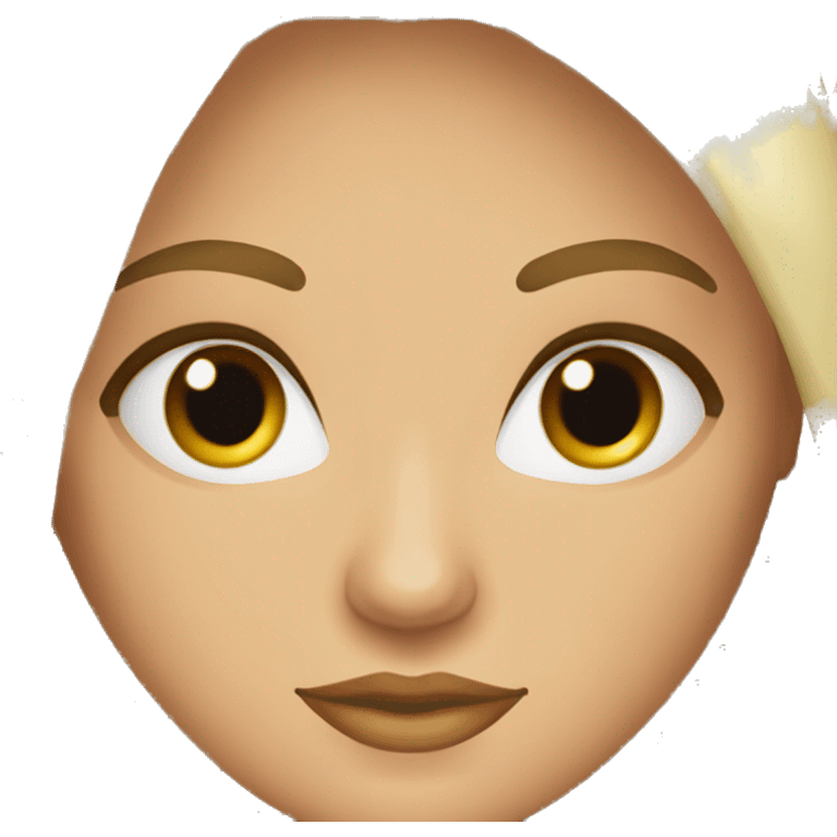 Mujer blanca ojos miel pelo media melena castaña emoji