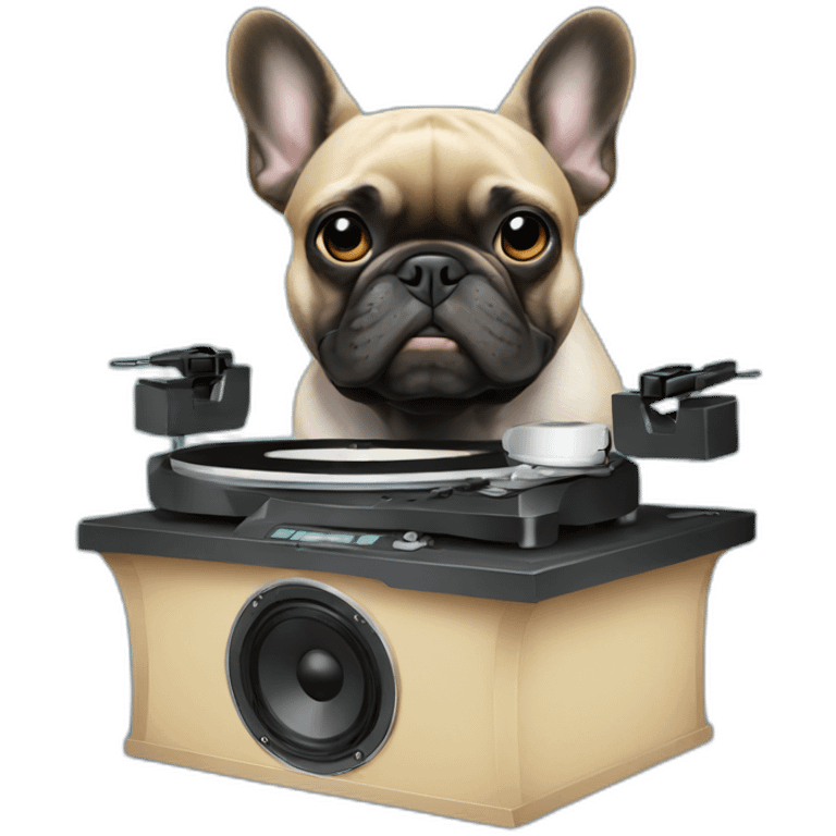 Dj FRENCH BULLDOg with turntable emoji