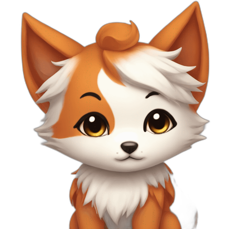 chibi kitsune cute copper hair emoji