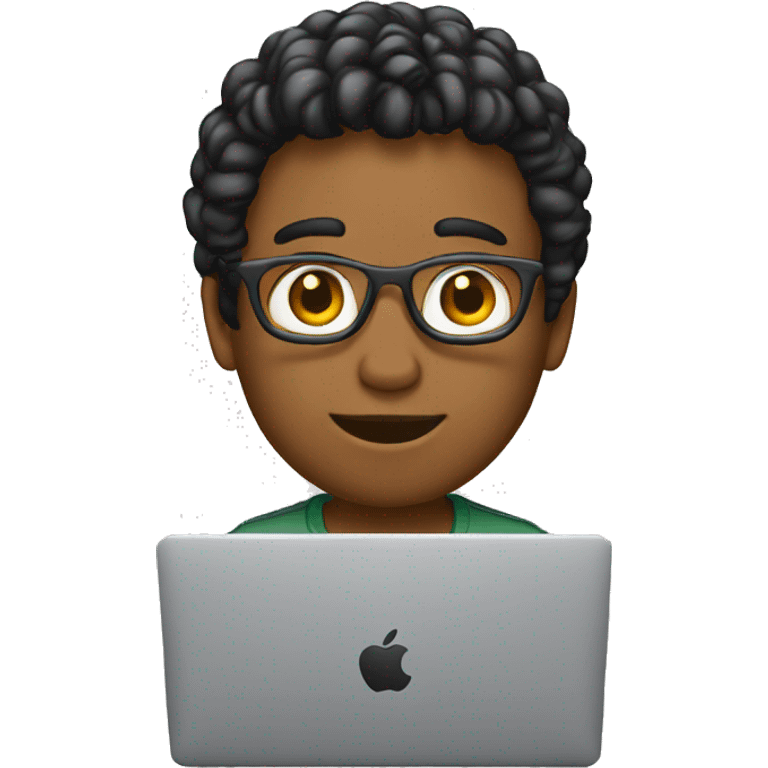 joven con un macbook emoji