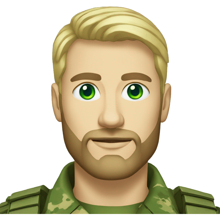 ukrainian military blonde man with a beard with green eyes with blue paint on the face  emoji