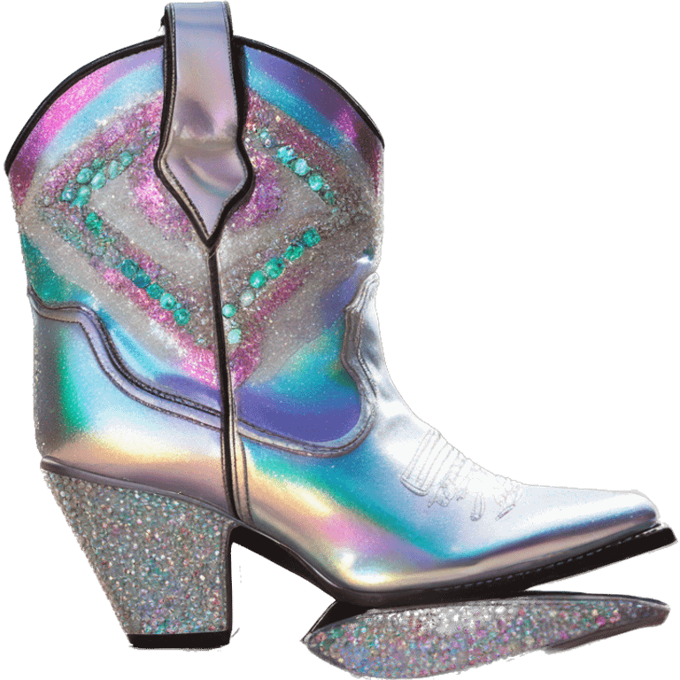 Iridescent Diamond gemstones bedazzled glitter cowboy boots Betsy Johnson emoji