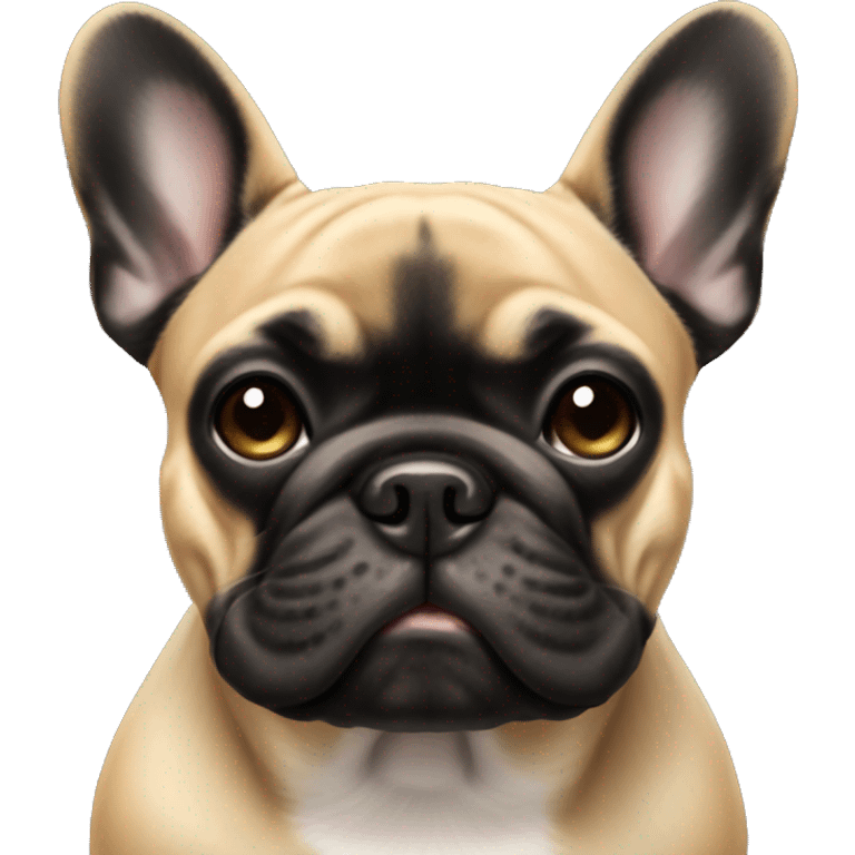 Tan French bulldog with black face emoji