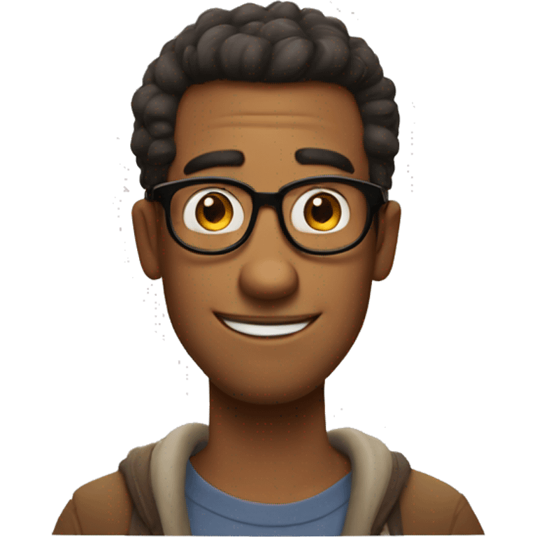 a guy in eyeglass pixar style smirking emoji