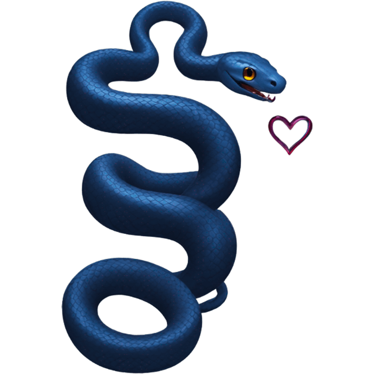 black snake holding dark blue heart emoji