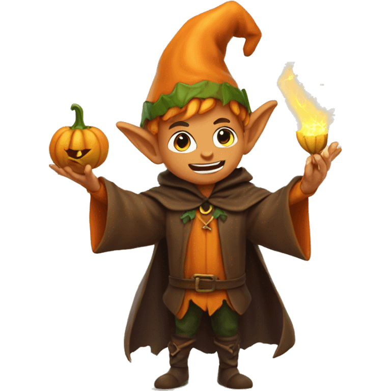 pumkin elf male casting a spell emoji