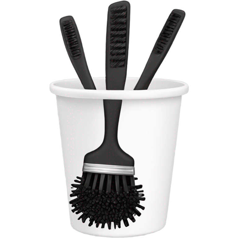 hair brushes in a white cup holder emoji