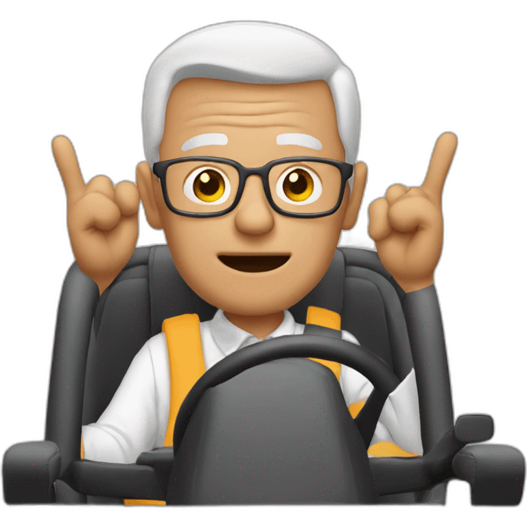 grandpa driving with two fingers emoji