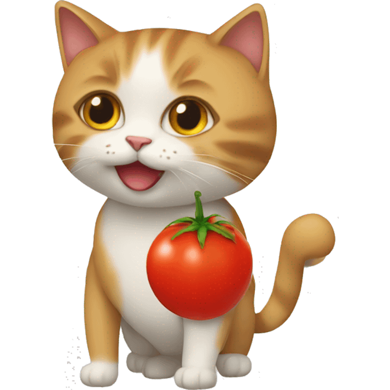 Un chat avec une tomate emoji