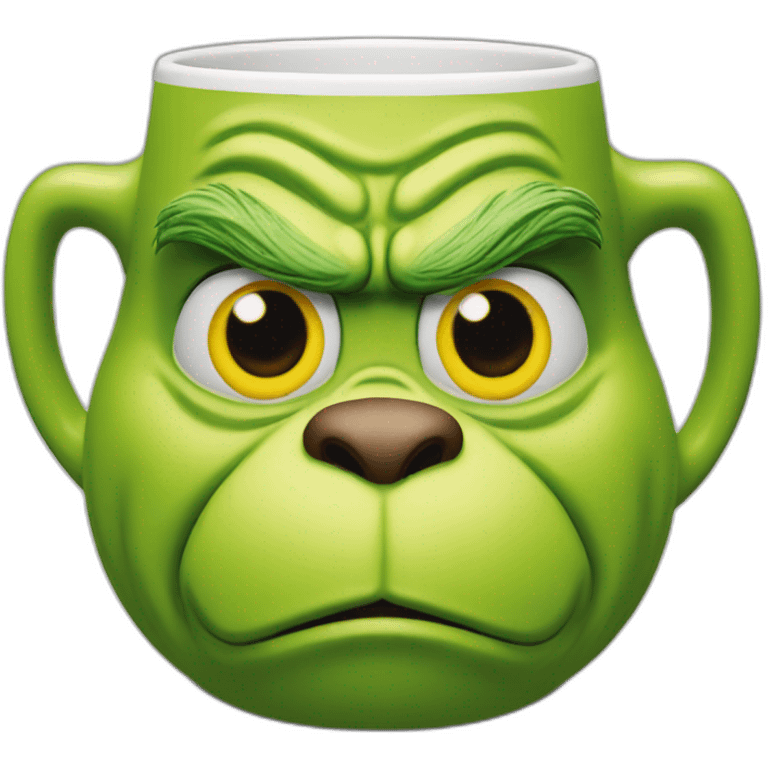 Grinch face shaped mug yellow eyes emoji