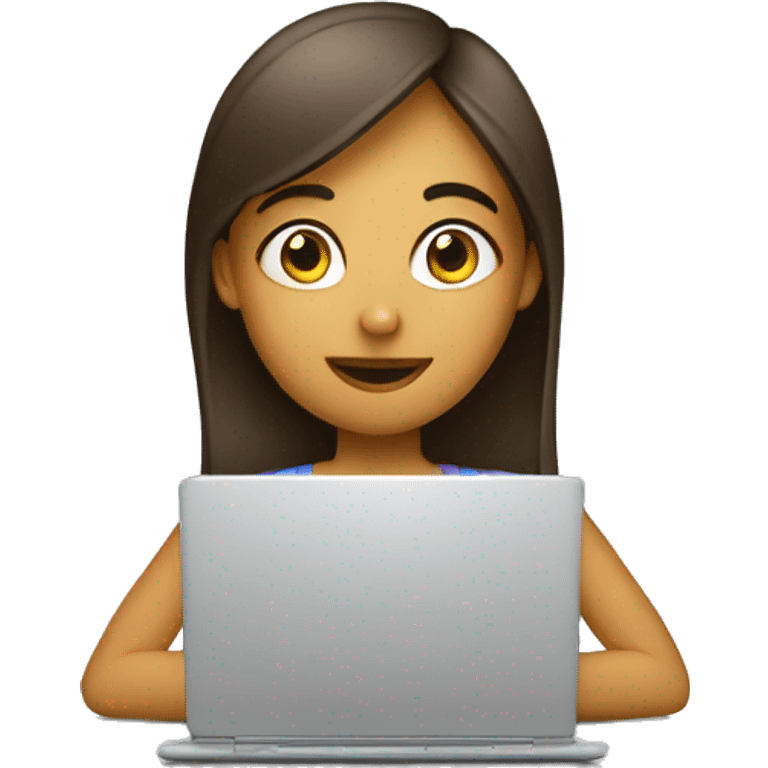 Girl doing hi design by laptop emoji