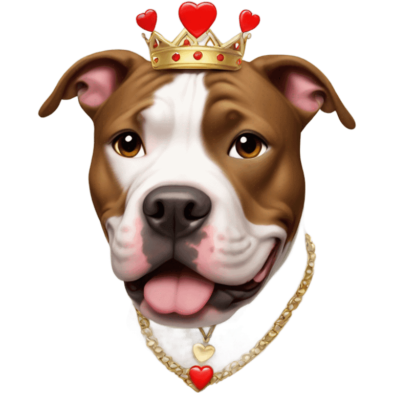 Pitbull with a crown and a heart emoji