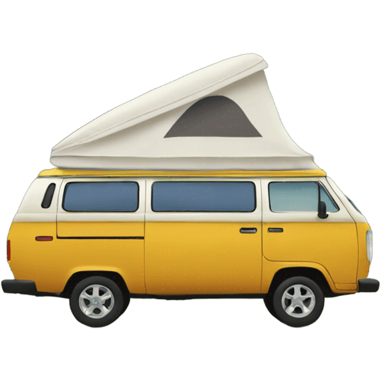 Side view of van camping in woods emoji