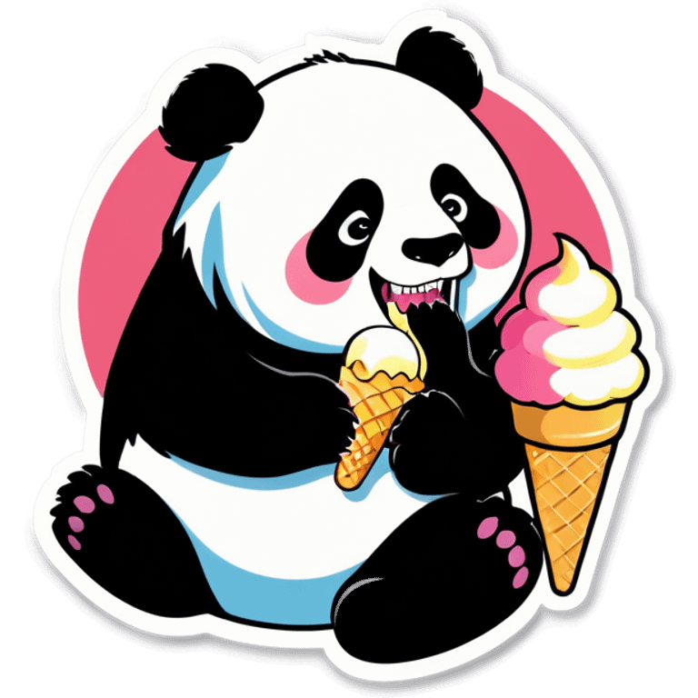 Panda eating ice cream emoji