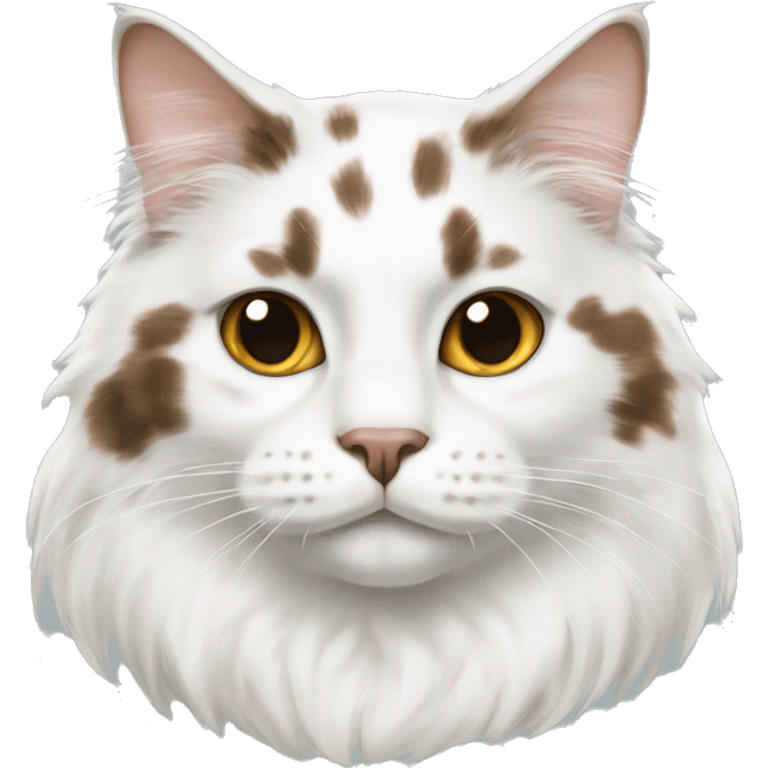 White mainecoon cat with brownish black spots emoji